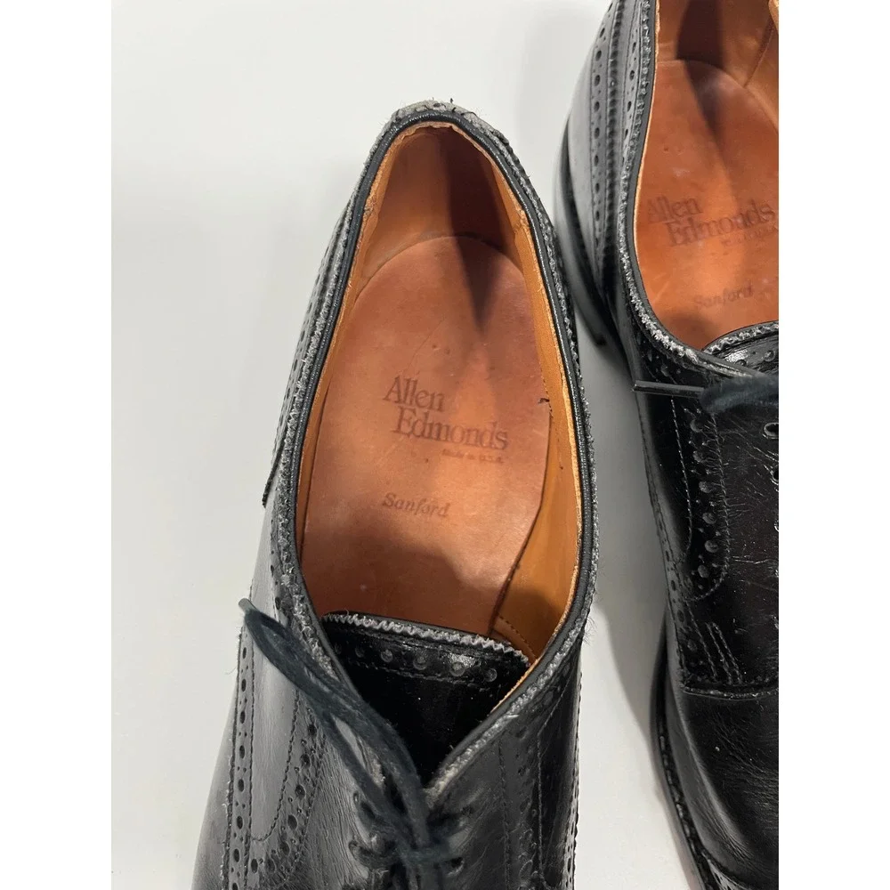 Allen Edmonds Sanford Cap Toe Leather Dress Shoes Mens 13 Black Brogue Derby
